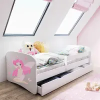 KIDS Collection Kinderbett 180x80 mit Matratze, Rausfallschutz, Lattenrost & Schublade in weiß 80 x 180 Mädchen Bett rosa Fee