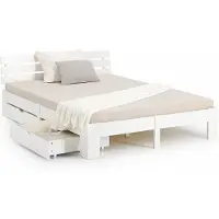 Homestyle4u Holzbett 140x200 mit Lattenrost mit Bettkasten mit Stauraum mit 2 Schubladen Weiß Doppelbett