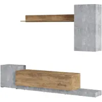 Wójcik Wohnwand Rimini Anbauwand 4-teilig grifflos Farbe wählbar,Beton / Kastanie