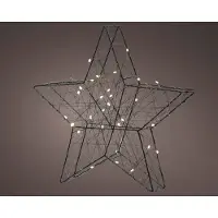 Kaemingk Metall-Stern schwarz 30 LED 30x29 cm, warm weiß, mit Batterie