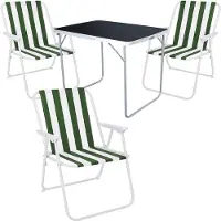 Mojawo 4-tlg Camping Set Gartenmöbel Campingtisch + 3 Campingstuhl Klappstuhl