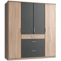 Wimex Kleiderschrank Click Schlafzimmerschrank mit Schubladen Ausführung wählbarEiche Sägerau / graphit