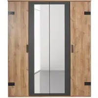 Wimex Kleiderchrank Malmö Schlafzimmerschrank 180cm plankeneiche graphit Industriedesign