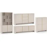 Feldmann-Wohnen Wohnzimmer-Set BARI Wohnzimmermöbel Setgröße und Farbe wählbar,Kaschmir / gold
