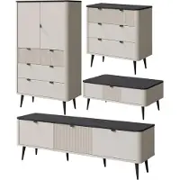 Feldmann-Wohnen Wohnzimmer-Set Marly Wohnwand-Set Farbe und Setgröße wählbar,Standregal, Kommode, Lowboard, Couchtisch,Kaschmir / Graustein