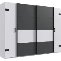 Wimex Dreh-/Schwebetürenschrank Stockholm Kleiderschrank 270x65x210cm Industriedesign Farbe wählbarweiß / graphit