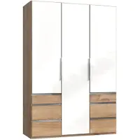 Wimex Kleiderschrank Level Schlafzimmerschrank mit Schubladen Ausführung wählbarPlankeneiche / weißglas