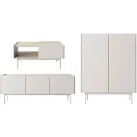 Feldmann-Wohnen Wohnzimmer-Set Color RTV-144 + KD-97 + L-97 Grifflos Kaschmir Eiche Linea