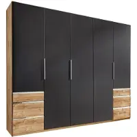 Wimex Kleiderschrank Level Drehtürenschrank mit Schubladen Ausführung wählbarPlankeneiche / graphit