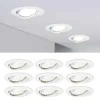 Paulmann 9er Set Einbauspot inkl. LED Leuchtmittel GU10 je 425 Lumen warmweiß 2700K 6,5W Verbrauch einbauspot weiss schwenkbar