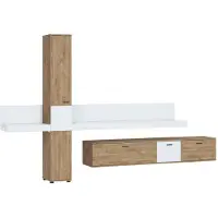 Wójcik Wohnwand Kumara Anbauwand 4-teilig Eiche Ribbeck weiß