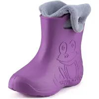 Ladeheid Eva Kinder Jungen Mädchen Gummistiefel Regenschuhe gefüttert LA-CA-04 (Lilla/Grau, 24/25 EU)