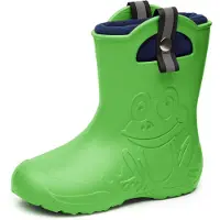 Ladeheid Kinder Federleichte Gummistiefel Thermo Fütterung Mädchen Jungen Rutschfest Regenstiefel Kinder Regenschuhe LA-CA-Frog245 (Grün, 34/35 EU)