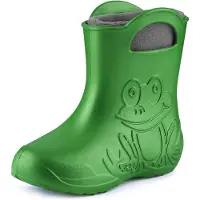 Ladeheid Eva Kinder Jungen Mädchen Gummistiefel Regenschuhe gefüttert LA-CA-03 (Smaragdgrün/Grau, 32/33 EU)