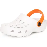 Ladeheid Kinder Mädchen Jungen Eva Clogs Gartenclogs Gartenschuhe LA-CA-06 (Weiß/Orange, 26/27 EU)