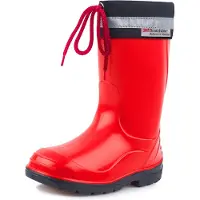 Ladeheid Kinder Mädchen Jungen Gummistiefel mit Stulpe LA-972 (Rot/Schwarz, 31 EU)