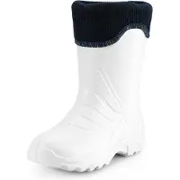 Ladeheid Kinder Mädchen Jungen federleichte Eva Thermo Gummistiefel gefüttert LA-861 (Weiß/Blau, 24/25)