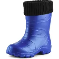 Ladeheid Kinder Mädchen Jungen federleichte Eva Thermo Gummistiefel gefüttert LA845KIDS (Kornblume2727c/Schwarz, 35)