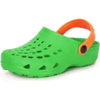Ladeheid Kinder Mädchen Jungen Eva Clogs Gartenclogs Gartenschuhe LA-CA-06 (Grün/Orange, 24/25 EU)