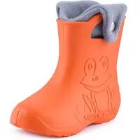 Ladeheid Eva Kinder Jungen Mädchen Gummistiefel Regenschuhe gefüttert LA-CA-04 (Orange/Grau, 34/35 EU)