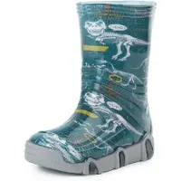 Ladeheid Kinder Mädchen Jungen Gummistiefel Gefüttert SwkBW (Dunkelblau Dinosaurier, 25/26)