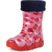 Ladeheid Kinder Mädchen Jungen Gummistiefel gefüttert Swk 03 (Rosa Herz, 25/26 EU)