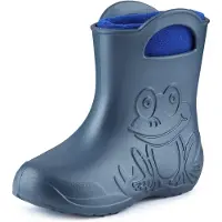 Ladeheid Eva Kinder Jungen Mädchen Gummistiefel Regenschuhe gefüttert LA-CA-03 (Metallisches Blau/Marineblau-2, 26/27 EU)
