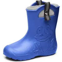 Ladeheid Kinder Federleichte Gummistiefel Thermo Fütterung Mädchen Jungen Rutschfest Regenstiefel Kinder Regenschuhe LA-CA-Frog245 (Blau, 32/33 EU)