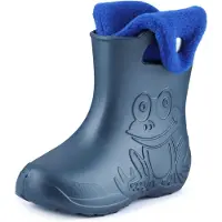 Ladeheid Eva Kinder Jungen Mädchen Gummistiefel Regenschuhe gefüttert LA-CA-04 (Metallisches Blau/Marineblau-2, 24/25 EU)