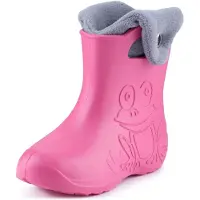 Ladeheid Eva Kinder Jungen Mädchen Gummistiefel Regenschuhe gefüttert LA-CA-04 (Rosa/Grau, 26/27 EU)