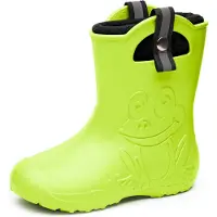 Ladeheid Kinder Federleichte Gummistiefel Thermo Fütterung Mädchen Jungen Rutschfest Regenstiefel Kinder Regenschuhe LA-CA-Frog245 (Limone, 34/35 EU)