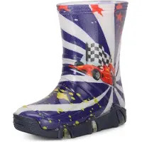 Ladeheid Kinder Mädchen Jungen Gummistiefel Gefüttert Swk2020BW (Dunkelblau Auto 36, 23/24)