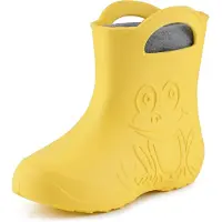 Ladeheid Eva Kinder Jungen Mädchen Gummistiefel Regenschuhe gefüttert LA-CA-03 (Gelb/Grau, 34/35 EU)