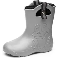 Ladeheid Kinder Federleichte Gummistiefel Thermo Fütterung Mädchen Jungen Rutschfest Regenstiefel Kinder Regenschuhe LA-CA-Frog245 (Grau, 22/23 EU)