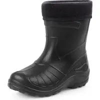 Ladeheid Kinder Mädchen Jungen federleichte Eva Thermo Gummistiefel Regenstiefel gefüttert KL050 (Schwarz, 27 EU)