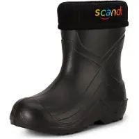 Ladeheid Kinder Mädchen Jungen federleichte Eva Thermo Gummistiefel gefüttert LA-763 (Schwarz, 26 EU)