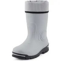 Ladeheid Kinder Mädchen Jungen Gummistiefel Regenschuhe mit Warme Socke LARB013 (Grau, 25 26 EU)