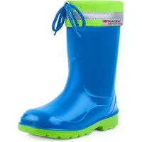 Ladeheid Kinder Mädchen Jungen Gummistiefel mit Stulpe LA-972 (Blau/Grün, 21 EU)