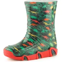 Ladeheid Kinder Mädchen Jungen Gummistiefel Gefüttert SwkBW (Dunkles Türkis Dinosaurier, 23/24)