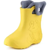 Ladeheid Eva Kinder Jungen Mädchen Gummistiefel Regenschuhe gefüttert LA-CA-04 (Gelb/Grau, 26/27 EU)