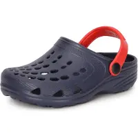Ladeheid Kinder Mädchen Jungen Eva Clogs Gartenclogs Gartenschuhe LA-CA-06 (Marineblau/Rot, 24/25 EU)
