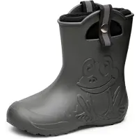 Ladeheid Kinder Federleichte Gummistiefel Thermo Fütterung Mädchen Jungen Rutschfest Regenstiefel Kinder Regenschuhe LA-CA-Frog245 (Carbone, 32/33 EU)