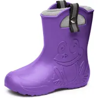 Ladeheid Kinder Federleichte Gummistiefel Thermo Fütterung Mädchen Jungen Rutschfest Regenstiefel Kinder Regenschuhe LA-CA-Frog245 (Lilla, 32/33 EU)