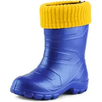 Ladeheid Kinder Mädchen Jungen federleichte Eva Thermo Gummistiefel gefüttert LA845KIDS (Blau2727c/Gelb, 25 EU)