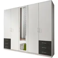 Wimex Kleiderschrank Fuegen Schlafzimmerschrank mit Spiegel Ausführung wählbarweiß / graphit
