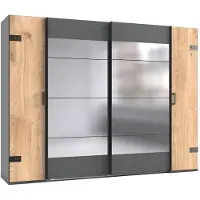 Wimex Dreh-/Schwebetürenschrank Stockholm Kleiderschrank mit Spiegel Ausführung wählbarPlankeneiche / graphit