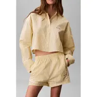 Calvin Klein Ck Graphic Cropped Sleep Top Sera Stripe Pear Sorbet Größe: S | Nachtwäsche Outlet | Damen | Grün