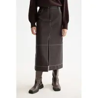 Scotch & Soda Faux Leather Midi Skirt With Front Slit Chocolate Plum Größe: XS | Lederröcke Outlet | Damen | Braun
