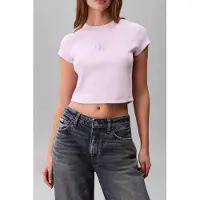 Calvin Klein Monologo Baby Rib Tee Island Lilac Größe: XS | Hemden Outlet | Damen | Violett