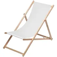 Elasto Verstellbarer Liegestuhl aus Buchenholz mit Polyester-Bezug - Natur/Weiß - Abnehm- und Waschbarer Bezug - Tragfähigkeit bis zu 95 kgNatur